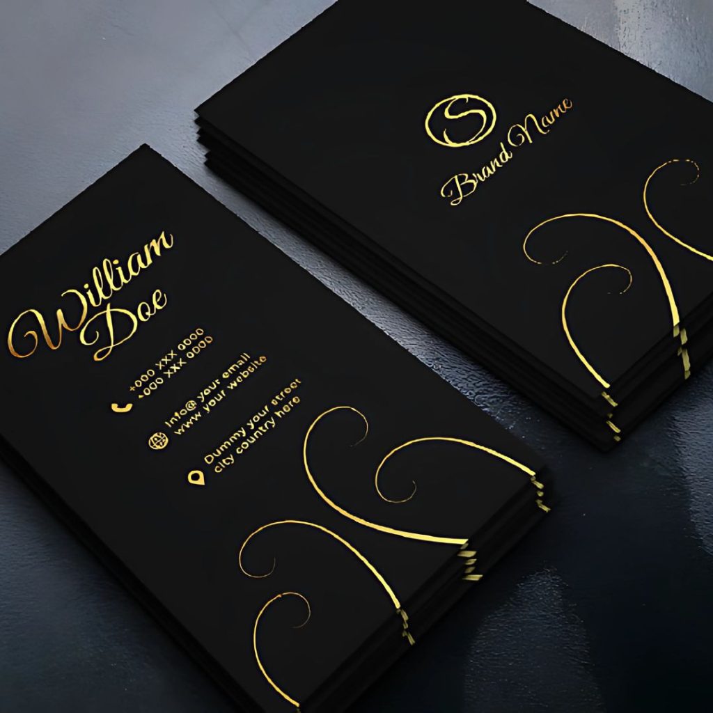 Business Card Design Image, Unique black card, black golden font